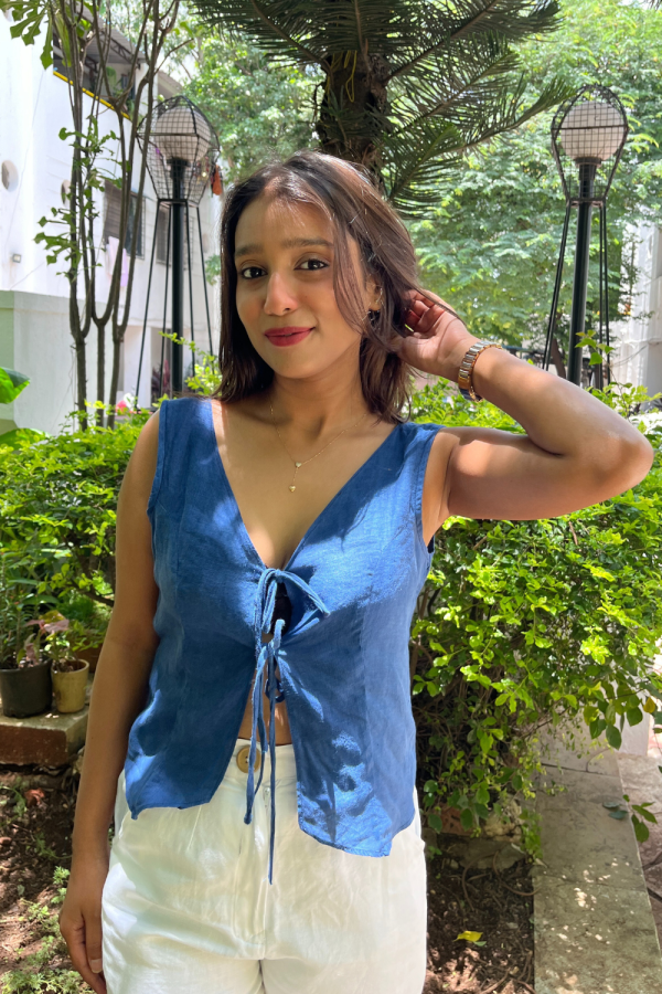 Blue Kiss Tie Up Top - 图片 4