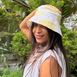Yellow and White Bucket Hat
