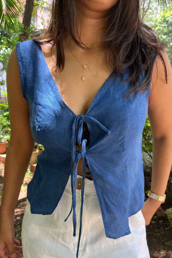 Blue Kiss Tie Up Top - 图片 5